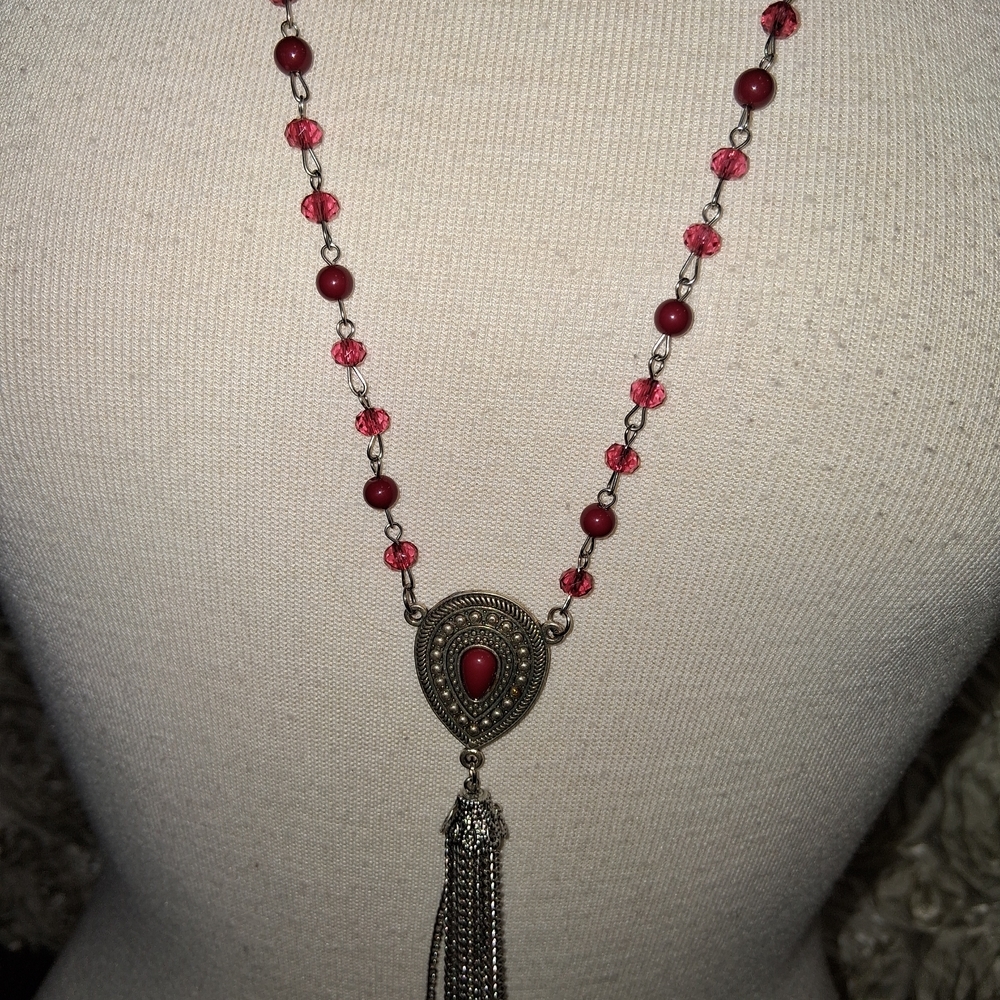 Paparazzi Red and Silver Beaded Necklace
